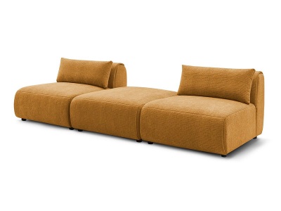 undefined, 3er Sofa BOBOCHIC JEANNE Stoff mit Textur gelb