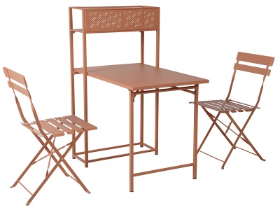 undefined, Set Tisch und Stühle BALCONY Metall terrakotta, Set Tisch und Stühle BALCONY Metall terrakotta