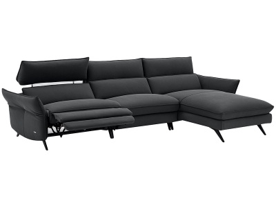 undefined, Ecksofa CAMPO DE FIORI HARIS 100% Leder schwarz, Ecksofa CAMPO DE FIORI HARIS Echtleder schwarz