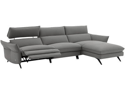 undefined, Ecksofa CAMPO DE FIORI HARIS 100% Leder hellgrau, Ecksofa CAMPO DE FIORI HARIS Echtleder hellgrau