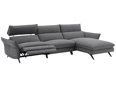 undefined, Ecksofa CAMPO DE FIORI HARIS 100% Leder dunkelgrau, Ecksofa CAMPO DE FIORI HARIS Echtleder dunkelgrau