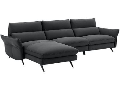 undefined, Ecksofa CAMPO DE FIORI HARIS 100% Leder schwarz, Ecksofa CAMPO DE FIORI HARIS Echtleder schwarz