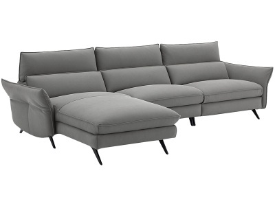 undefined, Ecksofa CAMPO DE FIORI HARIS 100% Leder hellgrau, Ecksofa CAMPO DE FIORI HARIS Echtleder hellgrau