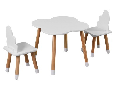 undefined, Set Tisch und Stühle BAMBINI weiss, 