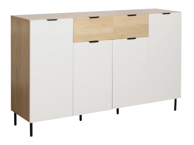 undefined, Kommode BASEL 4 Türen 2 Schubladen 40x140x92.5cm weiss, Kommode BASEL 4 Türen 2 Schubladen 40x140x92.5cm weiss