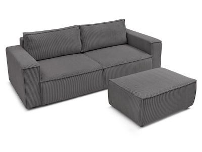 undefined, 3er Sofa BOBOCHIC NIHAD Cord-Stoff dunkelgrau, 3er Sofa mit Hocker BOBOCHIC NIHAD Cord-Stoff dunkelgrau