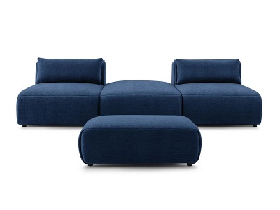 undefined, 3er Sofa BOBOCHIC JEANNE Stoff mit Textur dunkelblau