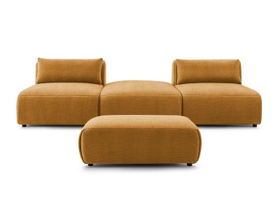 undefined, 3er Sofa BOBOCHIC JEANNE Stoff mit Textur gelb
