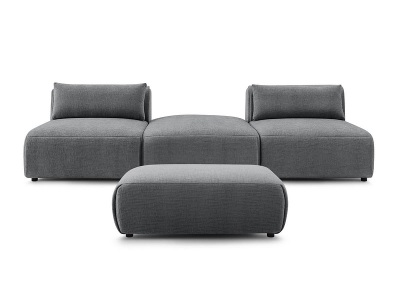undefined, 3er Sofa BOBOCHIC JEANNE Stoff mit Textur dunkelgrau