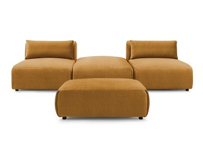 undefined, 3er Sofa BOBOCHIC JEANNE Samt gelb, 3er Sofa mit Hocker BOBOCHIC JEANNE Samt gelb