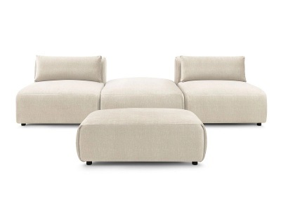 undefined, 3er Sofa BOBOCHIC JEANNE Samt beige, 3er Sofa mit Hocker BOBOCHIC JEANNE Samt beige