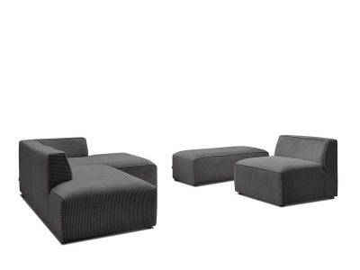 undefined, Ecksofa BOBOCHIC MEGEVE Cord-Stoff dunkelgrau