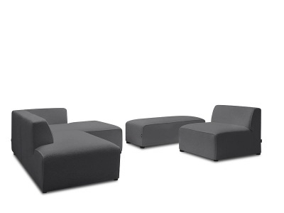 undefined, Ecksofa BOBOCHIC MEGEVE Boucle-Stoff dunkelgrau, Ecksofa mit Hocker BOBOCHIC MEGEVE Boucle-Stoff dunkelgrau