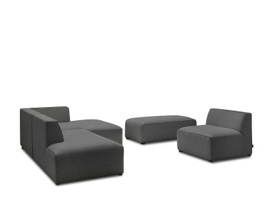 undefined, Ecksofa BOBOCHIC MEGEVE Stoff chiniert dunkelgrau