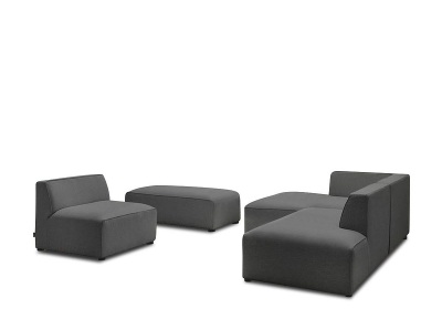 undefined, Ecksofa BOBOCHIC MEGEVE Stoff chiniert dunkelgrau