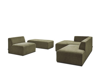 undefined, Ecksofa BOBOCHIC MEGEVE Stoff mit Textur grün