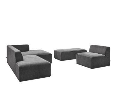 undefined, Ecksofa BOBOCHIC MEGEVE Stoff mit Textur dunkelgrau