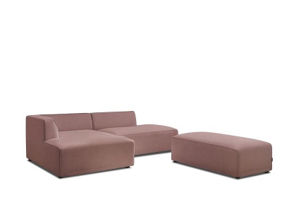 undefined, Ecksofa BOBOCHIC MEGEVE Stoff chiniert rosa, Ecksofa mit Hocker BOBOCHIC MEGEVE Stoff chiniert rosa