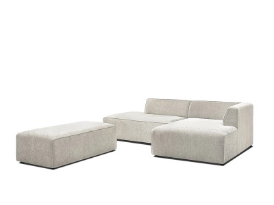 undefined, Ecksofa BOBOCHIC MEGEVE Stoff mit Textur beige, Sofa mit Hocker BOBOCHIC MEGEVE Stoff mit Textur beige