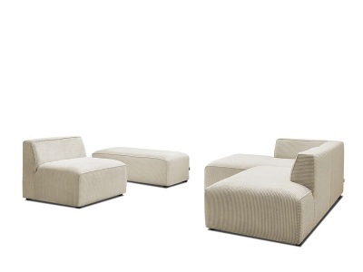 undefined, Ecksofa BOBOCHIC MEGEVE Cord-Stoff beige