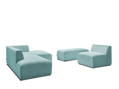 undefined, Ecksofa BOBOCHIC MEGEVE Cord-Stoff hellblau