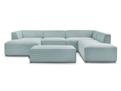 undefined, Wohnlandschaft BOBOCHIC MEGEVE Cord-Stoff hellblau