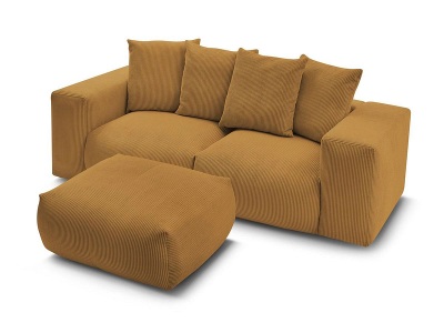 undefined, 3er Sofa BOBOCHIC VOLTAIRE Cord-Stoff gelb, 