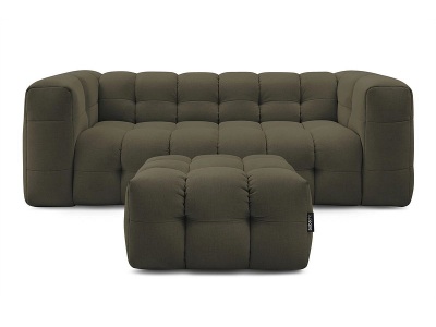 undefined, 3er Sofa mit Hocker BOBOCHIC CLOUD Stoff grün