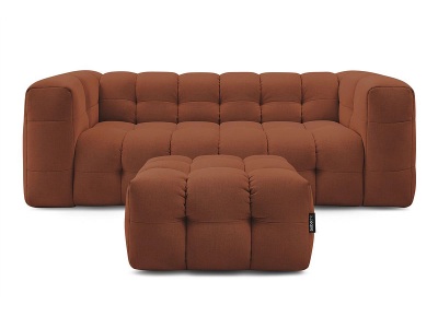 undefined, 3er Sofa mit Hocker BOBOCHIC CLOUD Stoff orange