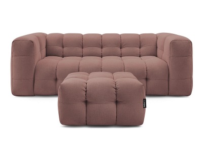 undefined, 3er Sofa mit Hocker BOBOCHIC CLOUD Stoff rosa