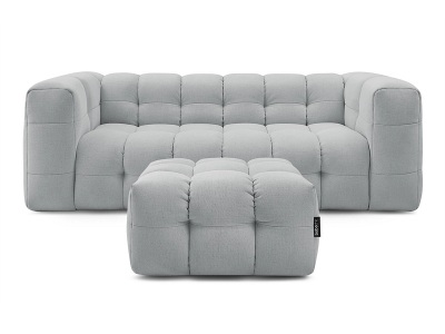 undefined, 3er Sofa mit Hocker BOBOCHIC CLOUD Stoff hellgrau