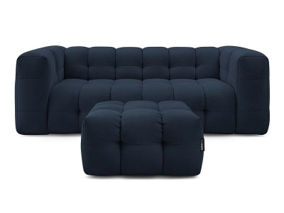 undefined, 3er Sofa mit Hocker BOBOCHIC CLOUD Stoff dunkelblau