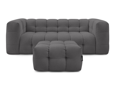 undefined, 3er Sofa mit Hocker BOBOCHIC CLOUD Stoff dunkelgrau
