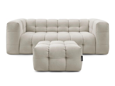 undefined, 3er Sofa mit Hocker BOBOCHIC CLOUD Stoff beige