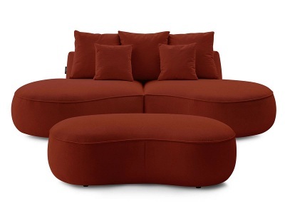 undefined, 2er + 3er Sofa BOBOCHIC SAINT-GERMAIN Stoff mit Textur rot, 3er Sofa mit Hocker BOBOCHIC SAINT-GERMAIN Stoff mit Textur rot