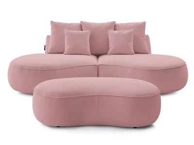 undefined, 2er + 3er Sofa BOBOCHIC SAINT-GERMAIN Stoff mit Textur rosa, 3er Sofa mit Hocker BOBOCHIC SAINT-GERMAIN Stoff mit Textur rosa