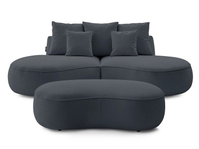 undefined, 2er + 3er Sofa BOBOCHIC SAINT-GERMAIN Stoff mit Textur dunkelgrau, 3er Sofa mit Hocker BOBOCHIC SAINT-GERMAIN Stoff mit Textur dunkelgrau
