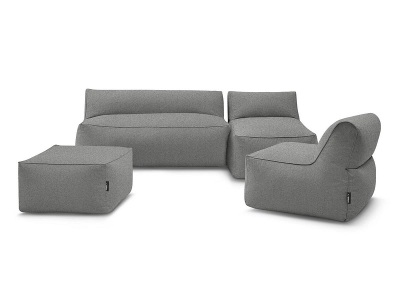 undefined, Gartensofa 5 Plätze RIVIERA Stoff dunkelgrau