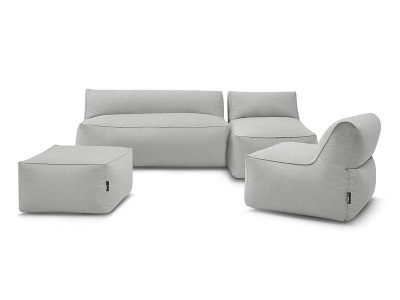 undefined, Gartensofa 5 Plätze RIVIERA Stoff hellgrau, Gartensofa BOBOCHIC RIVIERA Stoff hellgrau