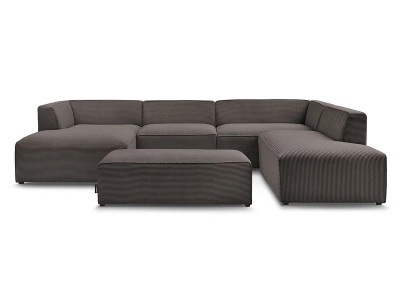 undefined, Wohnlandschaft BOBOCHIC MEGEVE Cord-Stoff rotbraun, Ecksofa mit Hocker BOBOCHIC MEGEVE Cord-Stoff rotbraun