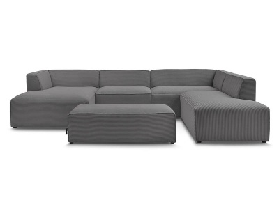 undefined, Wohnlandschaft BOBOCHIC MEGEVE Cord-Stoff dunkelgrau