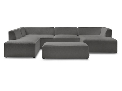 undefined, Wohnlandschaft BOBOCHIC MEGEVE Boucle-Stoff dunkelgrau