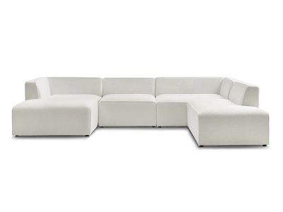 undefined, Wohnlandschaft BOBOCHIC MEGEVE Boucle-Stoff weiss, Wohnlandschaft BOBOCHIC MEGEVE Boucle-Stoff weiss