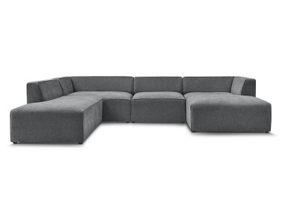 undefined, Wohnlandschaft BOBOCHIC MEGEVE Stoff mit Textur dunkelgrau