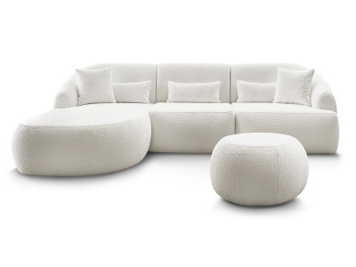 undefined, Ecksofa BOBOCHIC ALESIA Boucle-Stoff weiss