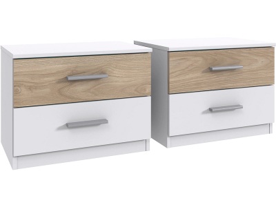 2 Nachttische-Set BUDAPEST 2 Schubladen 38x52x40cm weiss