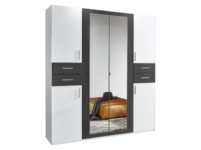 MID.YOU, MID.YOU Kleiderschrank in graphitfarben, weiss , Vegas , Kunststoff , 5 Fächer , 180x208x58 cm , Dekorfolie,Dekorfolie,Nachbildung,Nachbildung , In verschiedenen Grössen erhältlich, in verschiedenen Holzdekoren erhältlich , 001787072502, MID.YOU Drehtürenschrank in graphitfarben, weiss , Vegas , Holzwerkstoff , 5 Fächer , 4 Schubladen , 180x208x58 cm , Dekorfolie,Dekorfolie,Nachbildung,Nachbildung , In verschiedenen Grössen erhältlich, in verschiedenen Holzdekoren erhältlich , 0