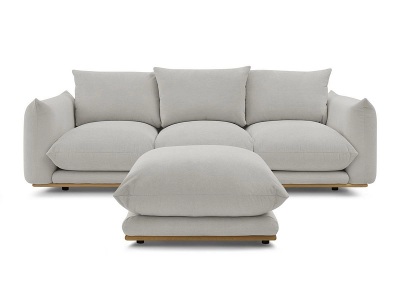 undefined, 3er Sofa BOBOCHIC ERNEST Stoff hellgrau