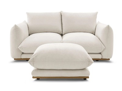 undefined, 2er Sofa BOBOCHIC ERNEST Stoff beige, 2er Sofa mit Hocker BOBOCHIC ERNEST Stoff beige