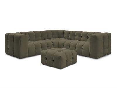 undefined, Ecksofa mit Hocker BOBOCHIC CLOUD Stoff grün, Ecksofa mit Hocker BOBOCHIC CLOUD Stoff grün